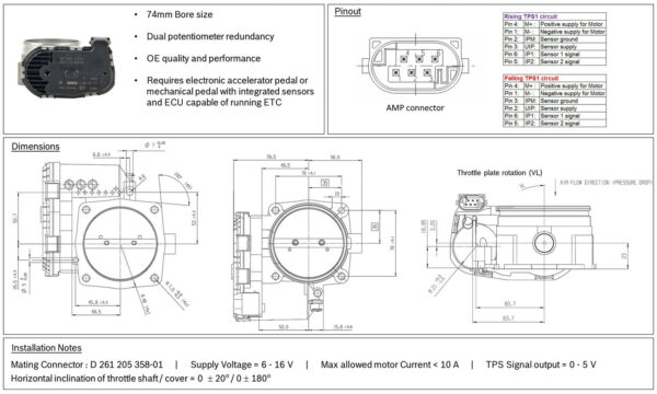 Farfalla elettronica 74mm Drive by wire - immagine 2
